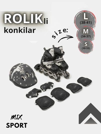 Rolikli konkilar, bolalar va kattalar uchun, sozlanadigan - 