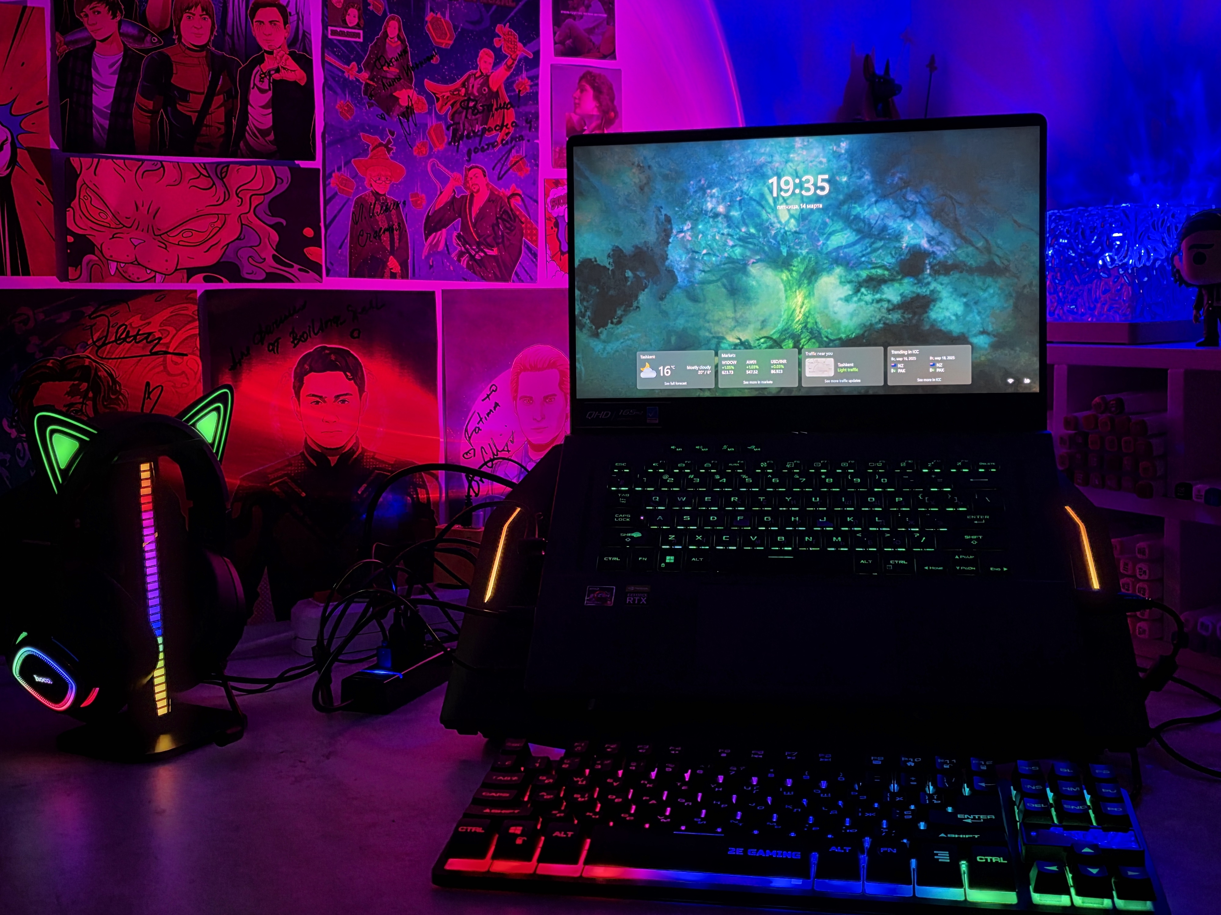 Подставка для игровых наушников с RGB подсветкой и USB портами, держатель