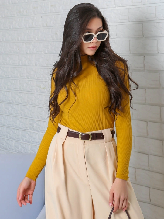 Кофта в рубчик, slim fit, 65% полиамид, 15% эластан, 20% хлопок, размеры S/M/L - 