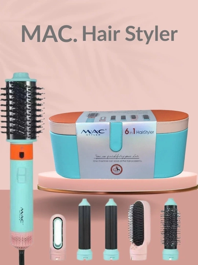 Фен для волос MAC styler MC-6766, 6 в 1, воздушная укладка и автоматическая плойка — DOSTON-MAC6IN1-БИРЮЗ