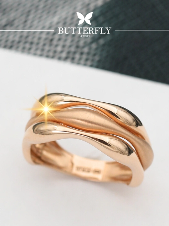 Ayollar uchun oltin uzuk, 3.71 gr, B74U model, tilla 585 proba, BUTTERFLY GOLD