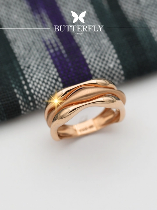 Ayollar uchun oltin uzuk, 3.71 gr, B74U model, tilla 585 proba, BUTTERFLY GOLD