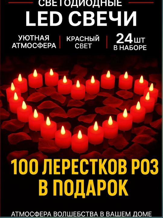 Беспламенные свечи со светодиодом, в форме сердца, свечи в форме сердца, набор свечей