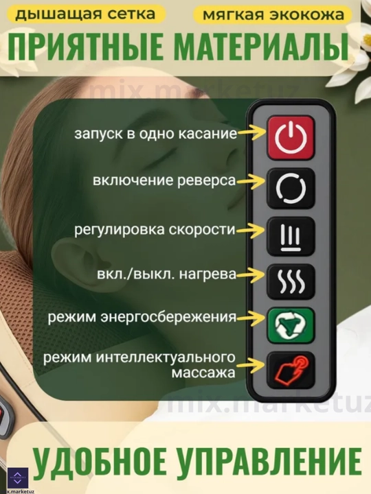 Электрическая массажная подушка для шеи, плечи, спине, пояснице, ногах, животе и тело