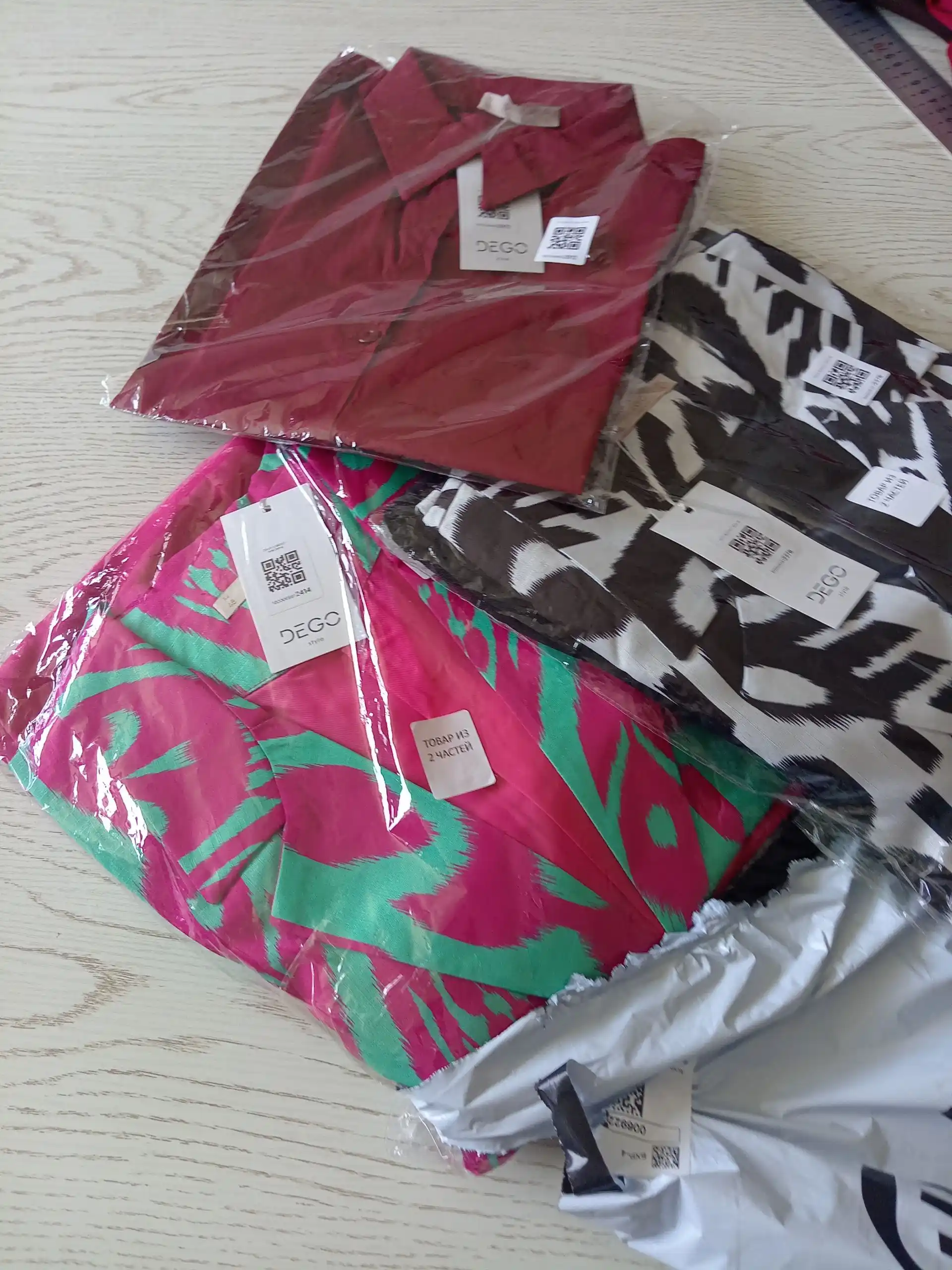 DEGO, ayollar kostyumi ikkilik: jaket va shim, ikat bosma, M-7XL o‘lchamlari