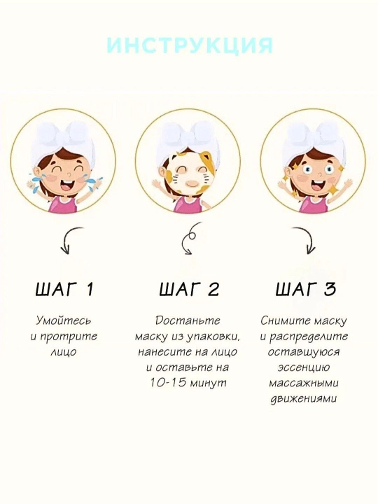 Увлажняющие тканевые маски для лица для детей +3