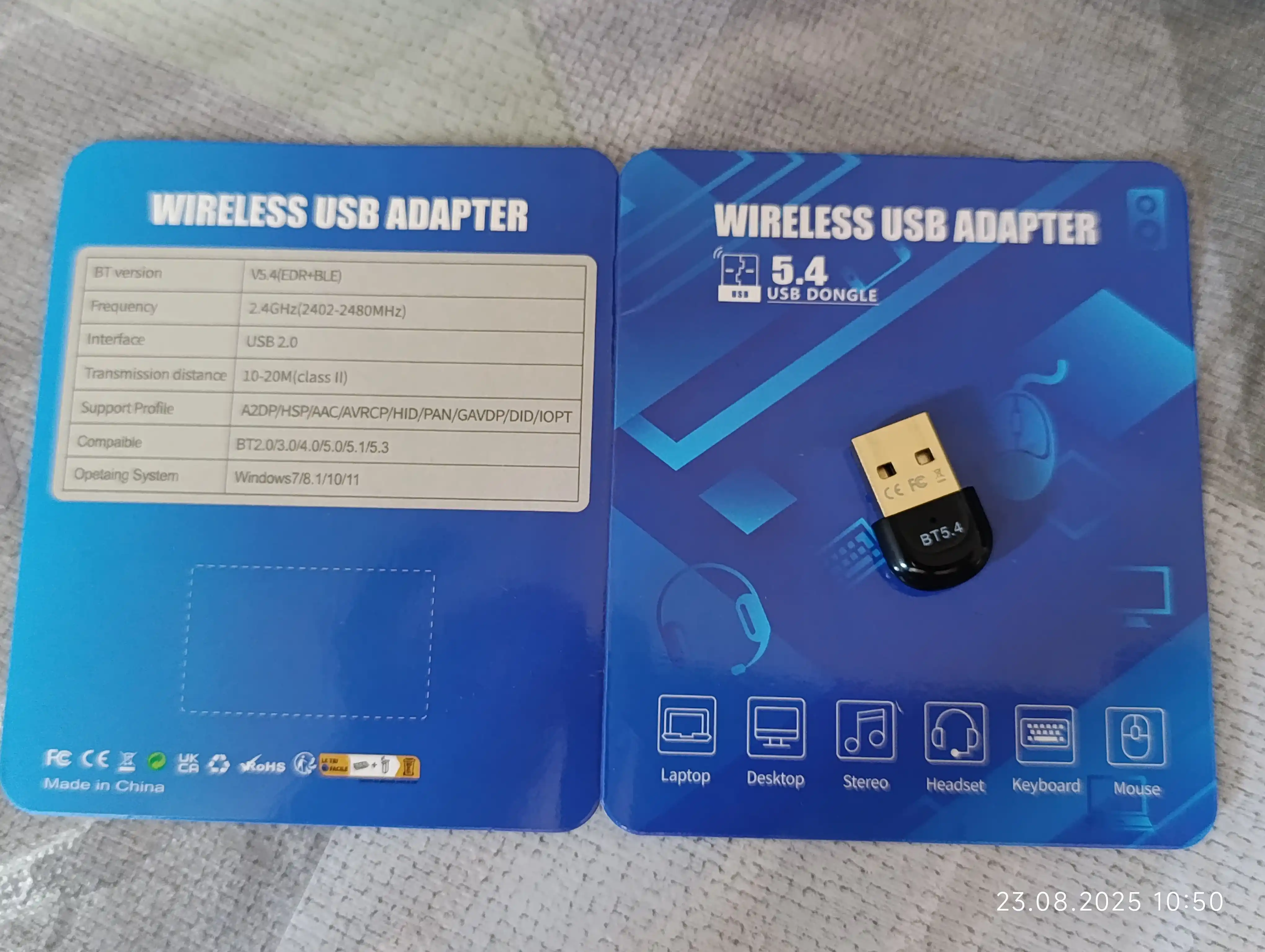 USB Bluetooth 5.4 adapteri, PK uchun