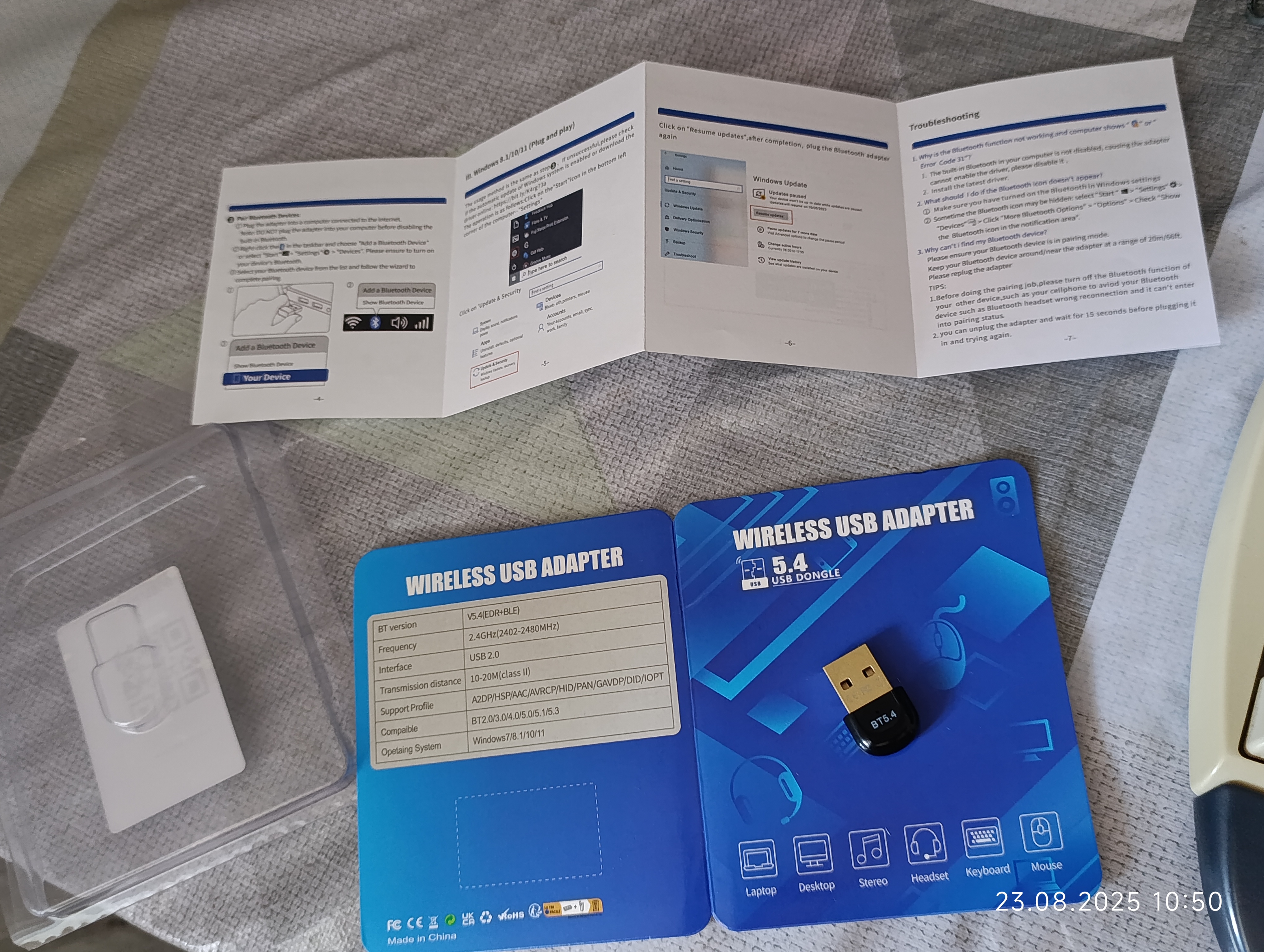 USB Bluetooth 5.4 adapteri, PK uchun