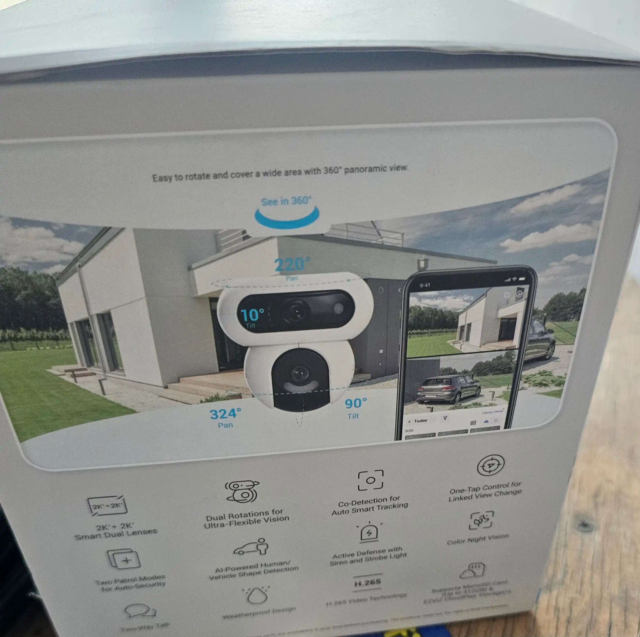 Kamera Ezviz H90 Dual 2K+ Ikkita  linzali, 4+4 mp, wifi kamera, tungi rangli tasvir