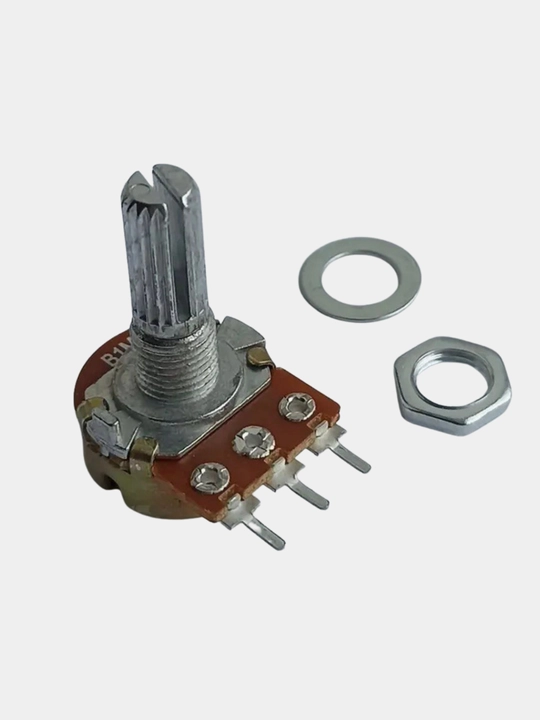 Potensiometr WH148 B20K 20 kOm, chiziqli, o‘chirgichli, val 20 mm, 10 dona