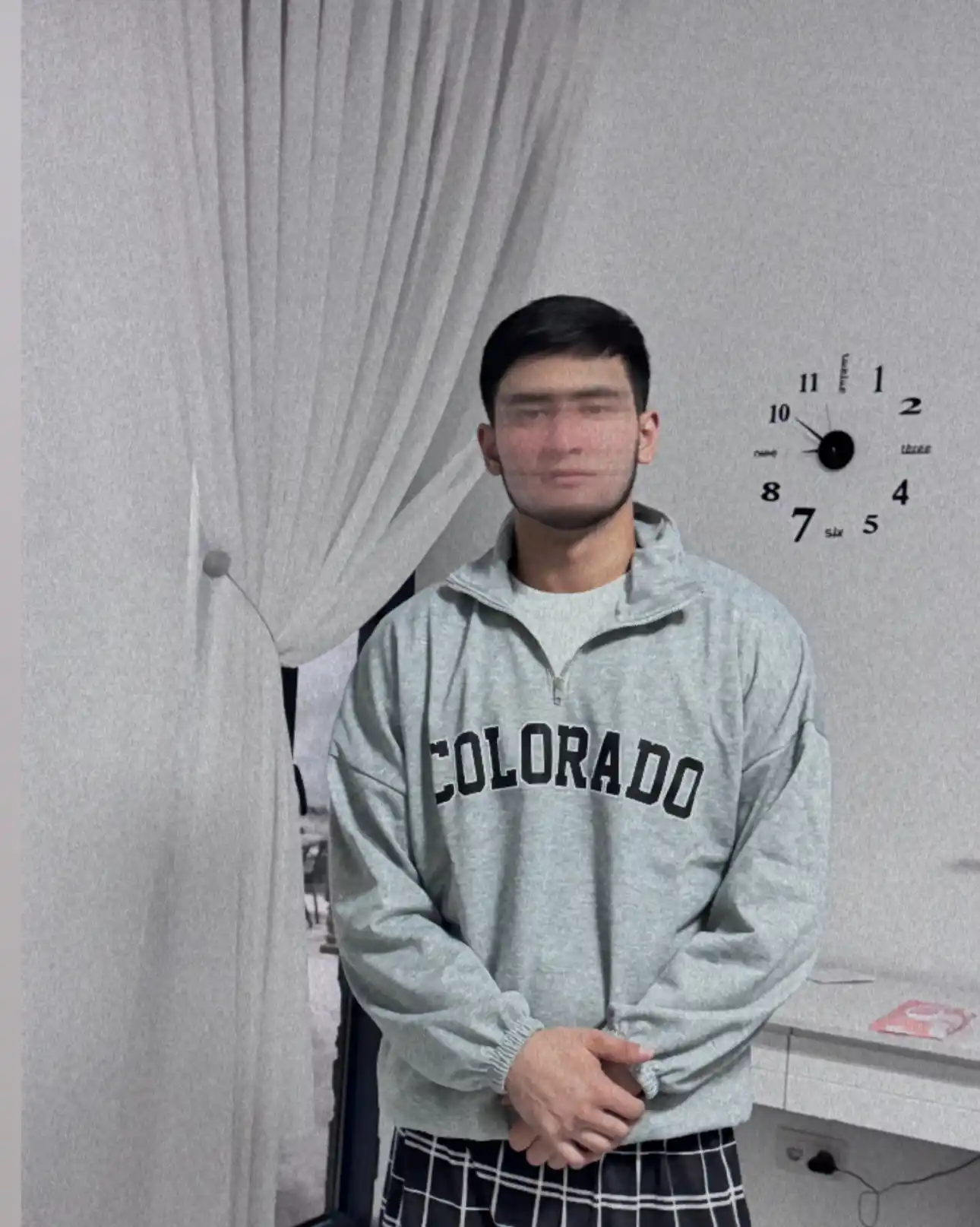 Свитшот худи полузамок мужской, оверсайз, с надписью "COLORADO"
