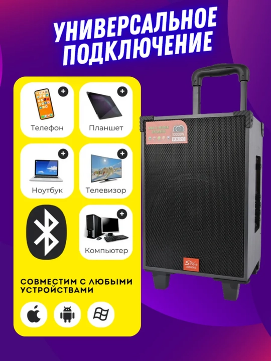 Караоке-колонка с Bluetooth-микрофоном ZQS 10101, 8148, 4239, 908s