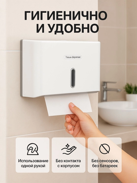 Диспенсер для бумажных салфеток, настенный, механический, ABS-пластик