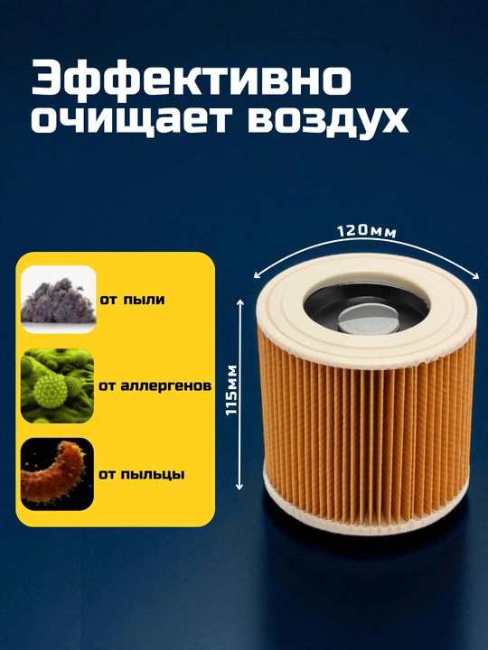 Karcher WD3, WD3, WD2 Plus changyutgich filtri, yuviladigan, standart, analogi 6.414-552.0
