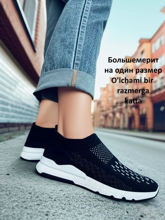 Ayollar trikotaj krossovkalari, yengil va nafas oluvchi sliponlar