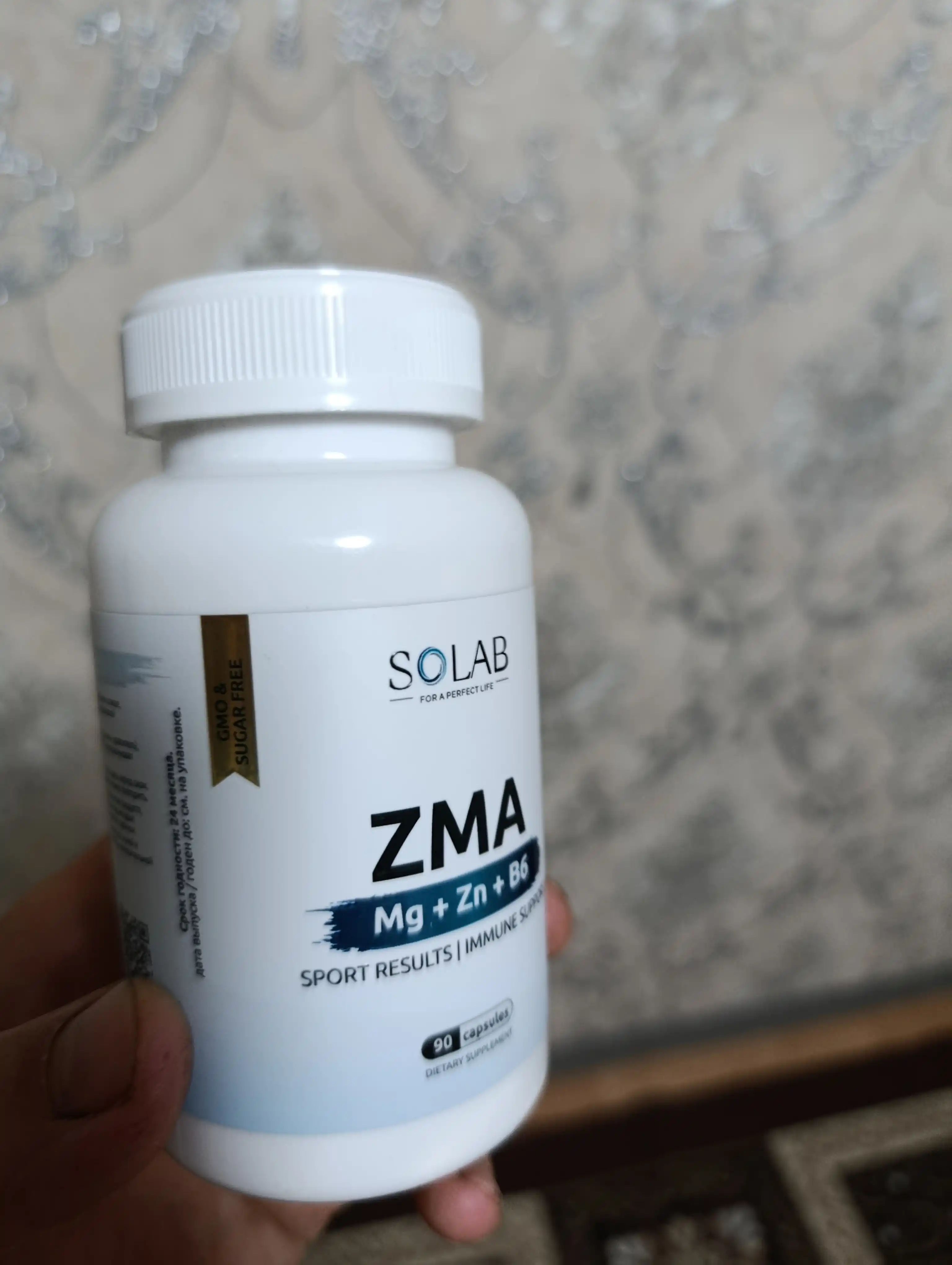 ZMA, SOLAB, цинк + магний В6 + Д - аспарагиновая кислота, 90 капсул