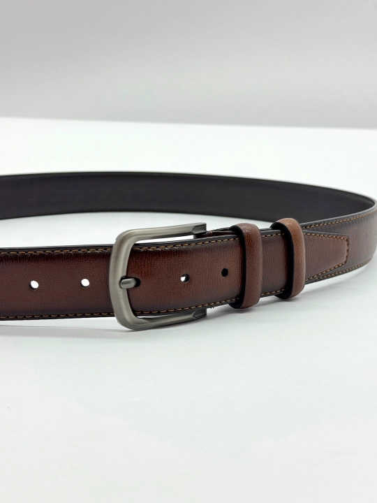 Eurobelt leather erkaklar klassik kamari, metall qisqich, eko-charm