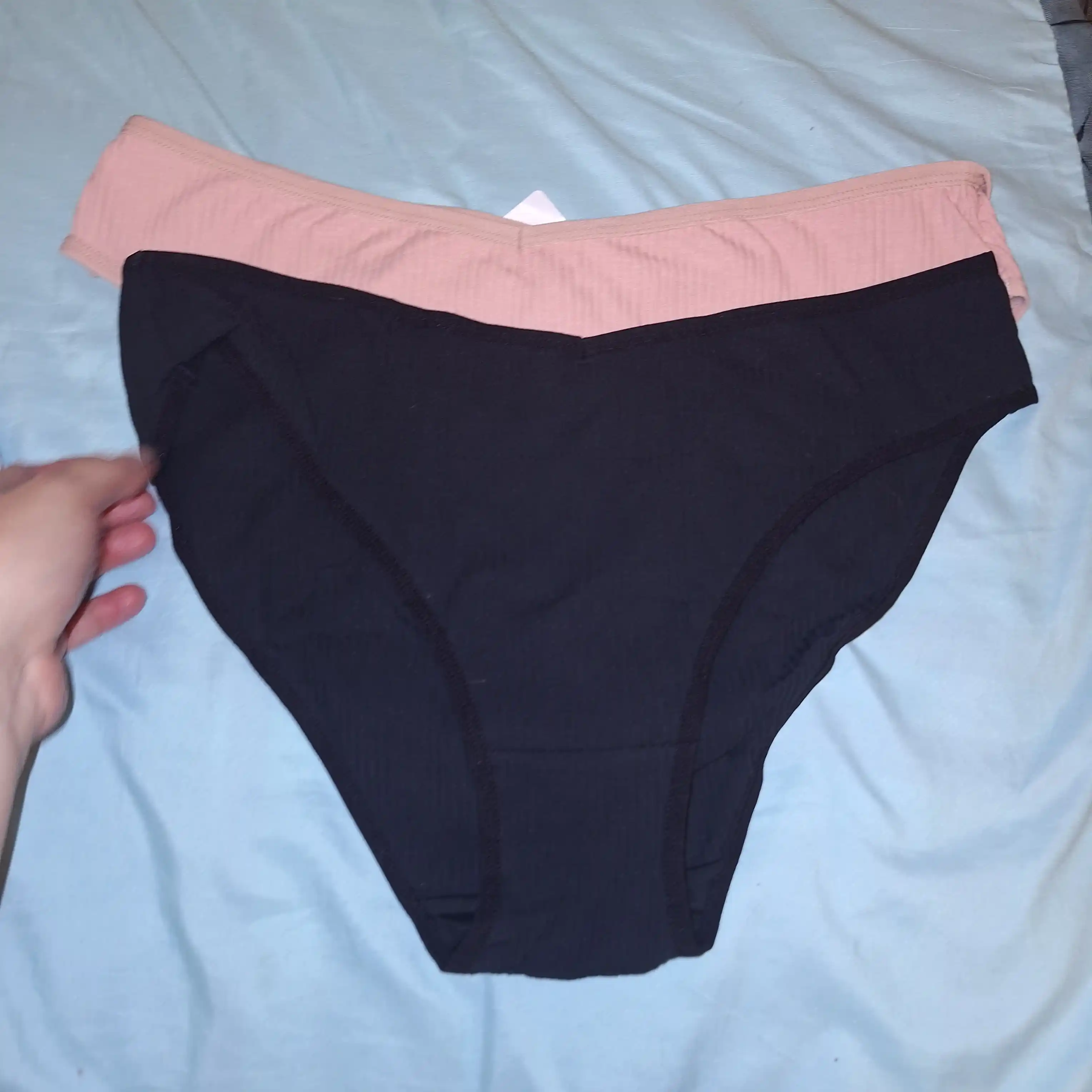 Ayollar uchun qovurg'ali slip trusiklari, paxta ichki kiyimi, 3 dona to'plam