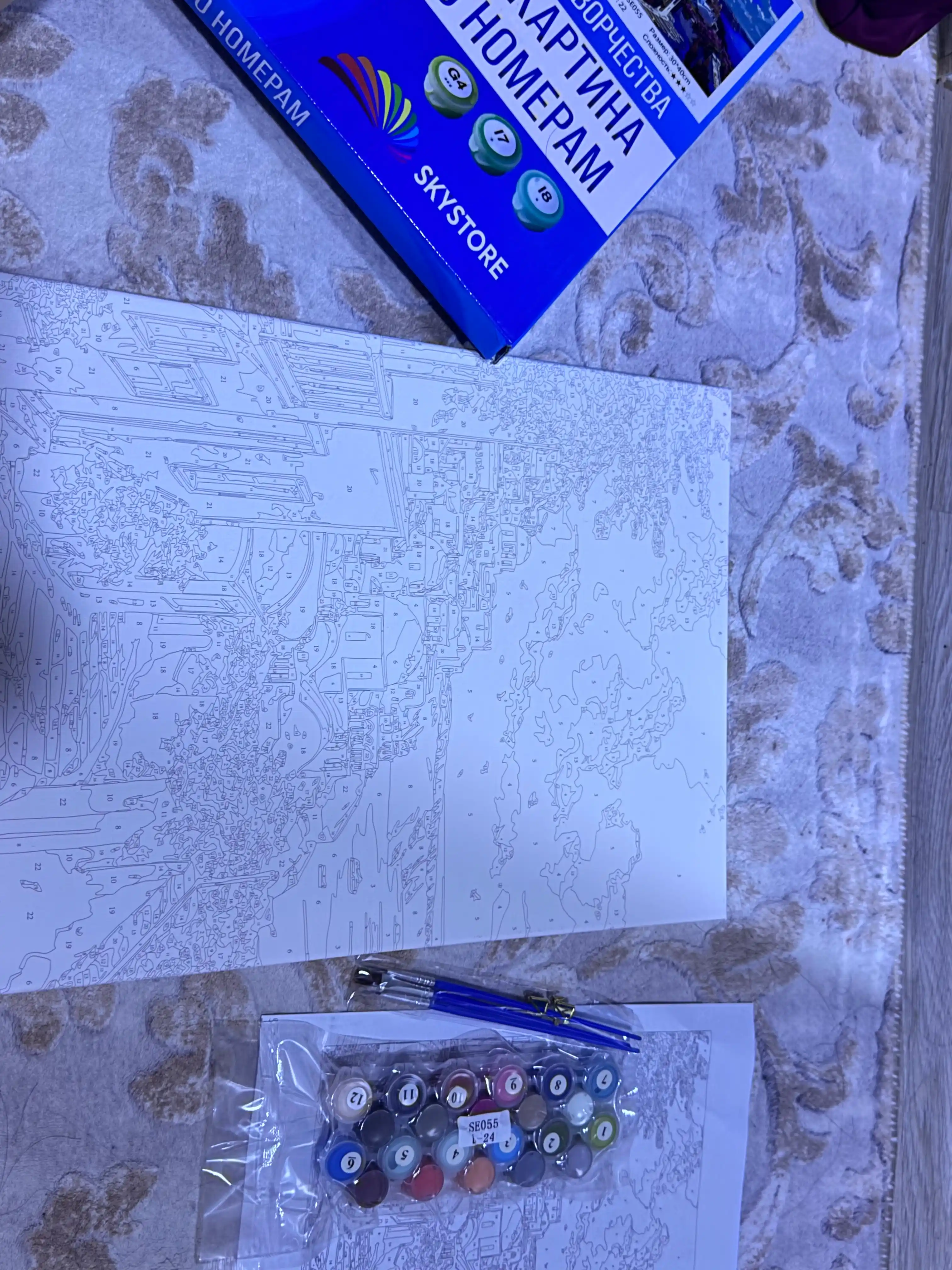Raqamlar bo'yicha rasm Skystore Shaxarlar asosli ramkaga tortilgan, 30x40 sm