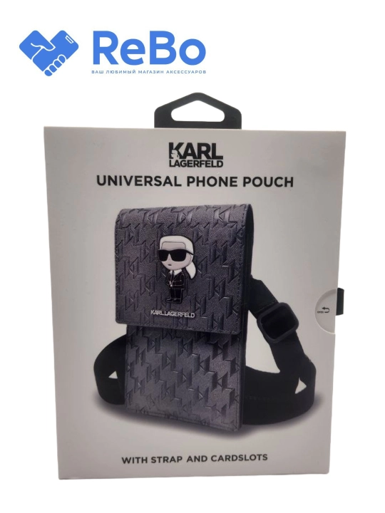 Karl lagerfeld universal telefon g'ilofi yelkaga tasma va kartochka uchun joylari bilan - 