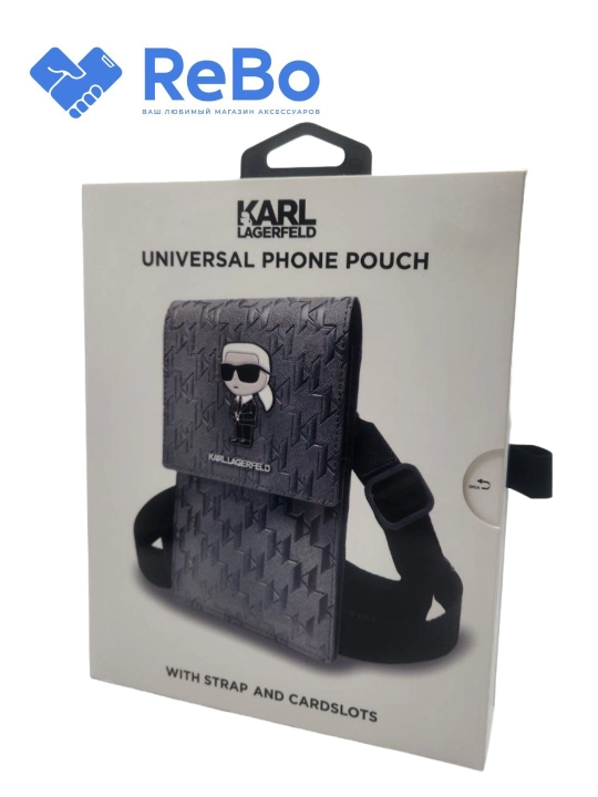 Karl lagerfeld universal telefon g'ilofi yelkaga tasma va kartochka uchun joylari bilan