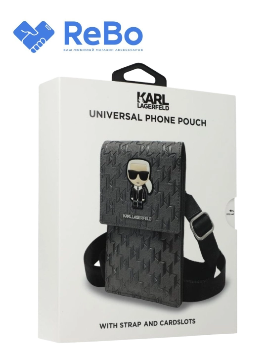Karl lagerfeld universal telefon g'ilofi yelkaga tasma va kartochka uchun joylari bilan