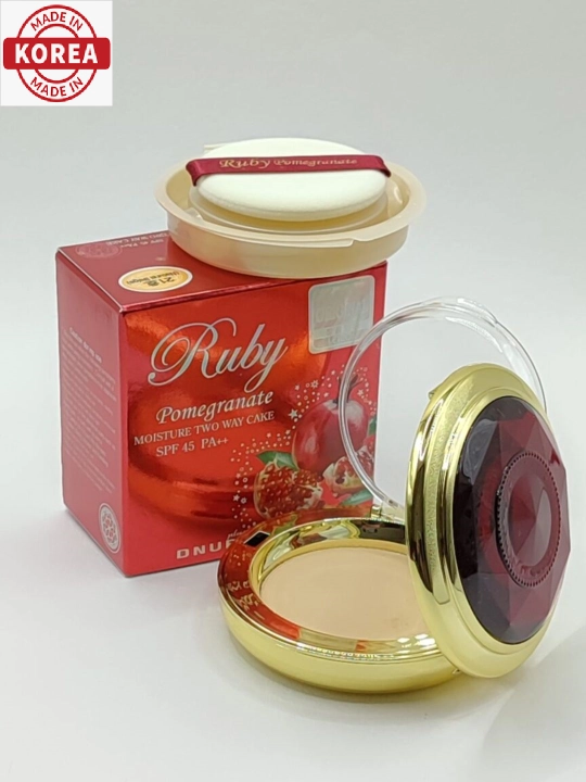Пудра для лица с запаской Dnup Plus Ruby Pomegranate SPF45/PA++, №13,  №21, 2 слоя