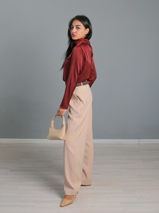 Ipak bluzka yoqa-ustun, S-L