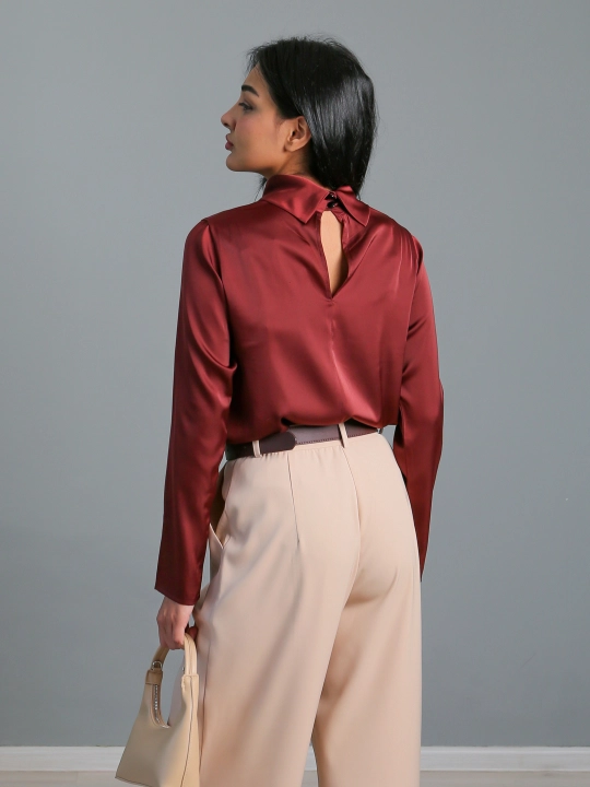 Ipak bluzka yoqa-ustun, S-L