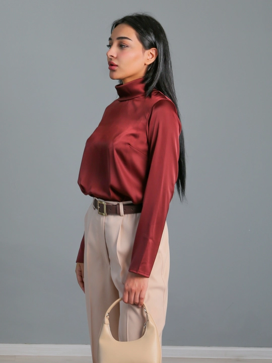 Ipak bluzka yoqa-ustun, S-L