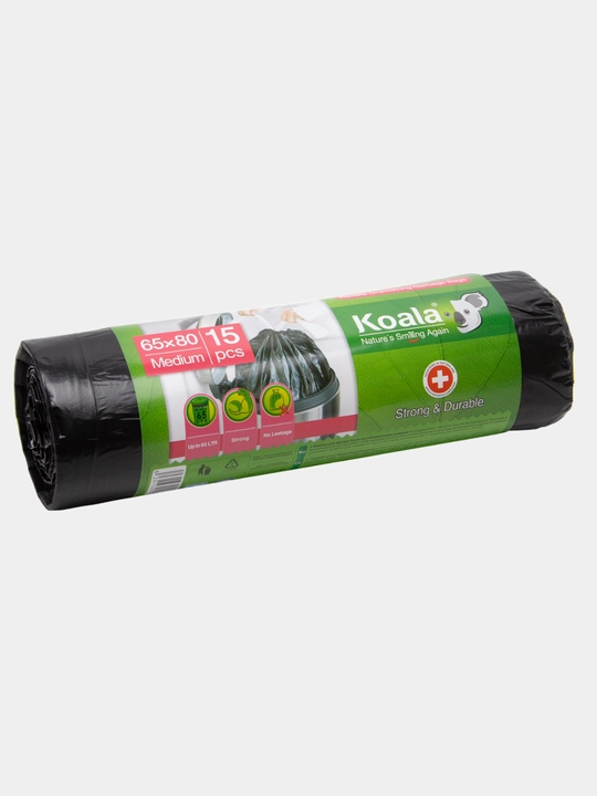 Koala bog‘ichli qora axlat paketlari, rulonda, turli o‘lchamlar, 10–40 dona