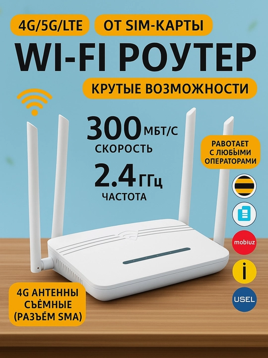 Wifi-Router, 4G, 5G, LTE, wi-fi router, router, 150 mbs dan 300 mbs gacha, sim kartali - 
