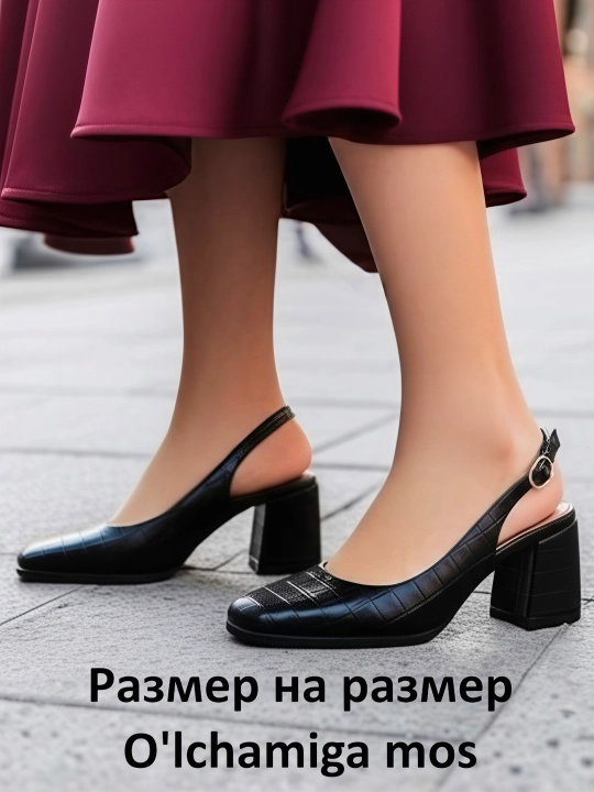 Ayollar tuflilari, mustahkam poshnali, ochiq tovon bilan