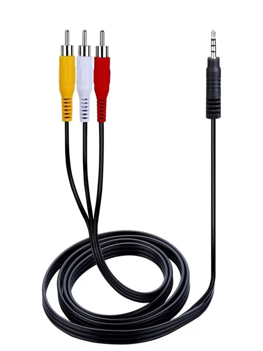 AUX audio kabel 3.5 mm → 3xRCA (stereo+video), 1.5 metr