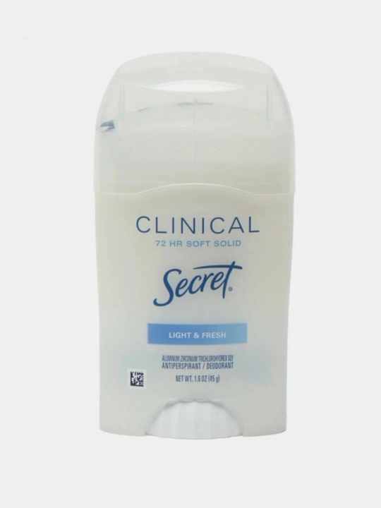 Secret Clinical 100ч защита, 45г, Light & Fresh, женский дезодорант-антиперспирант