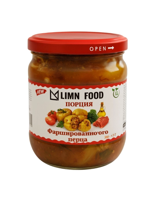 LIMN FOOD konservalari "Porsiya to'ldirilgan qalampir", 380 g