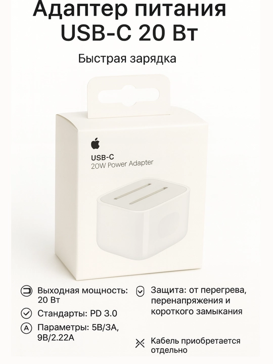 Адаптер питания Apple USB-C, 20 Вт - 
