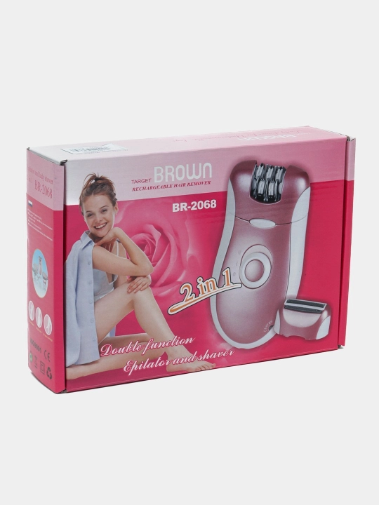 Professional Brown BR-2068, женский и девичий беспроводной эпилятор для тела, 2 в 1