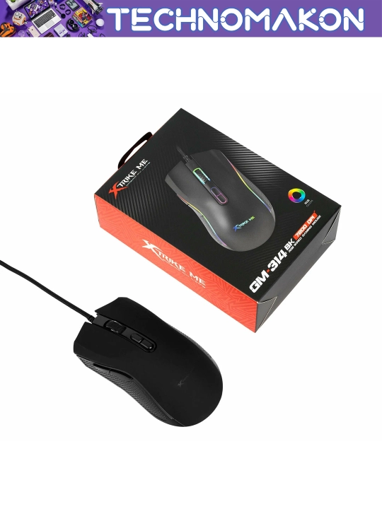Компьютерная игровая мышь проводная Xrike GM-314 с RGB подсветкой, 7 кнопок, 7200 DPI, USB