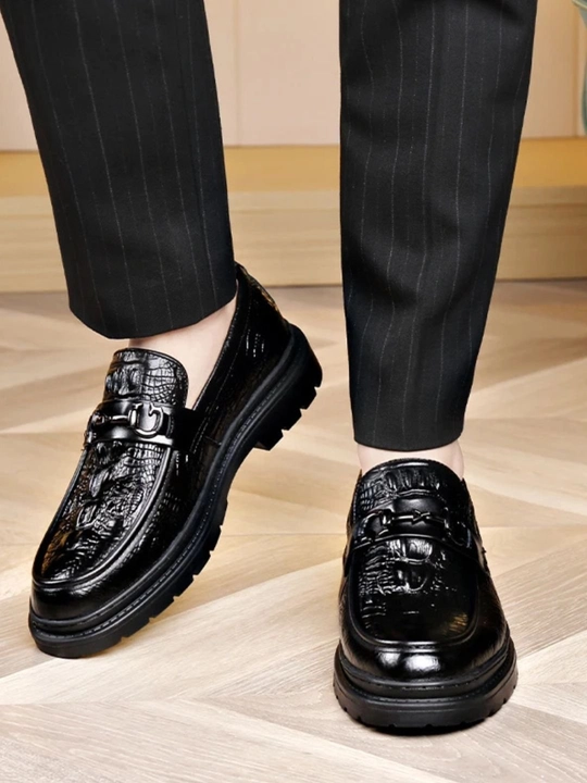 Erkaklar charm loafers, timsoh teri effektli poyabzal