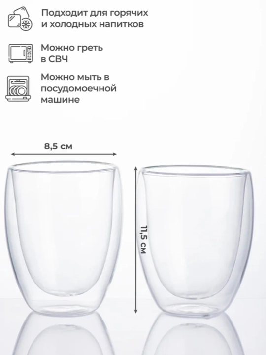 UNIFICO Ikki qavatli krujka 250 nl 2 ta dona