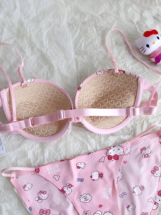 Комплект из бюстгальтера и трусиков Hello Kitty, для женщин и девушек, размеры S, M, L, XL