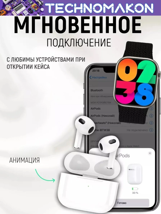 IPhone Android uchun Pods 3 simsiz quloqchinlari, Inkaks T04A, Magsafe simsiz quvvatlash