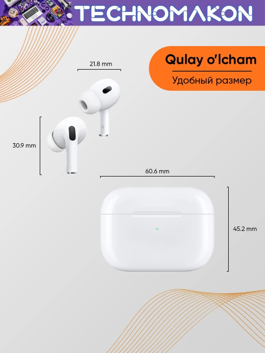 Pods Pro 2 Ingax T05ANC simsiz quloqchinlari, shovqinni pasaytiruvchi, sensorli, mikrofonli, 5.3