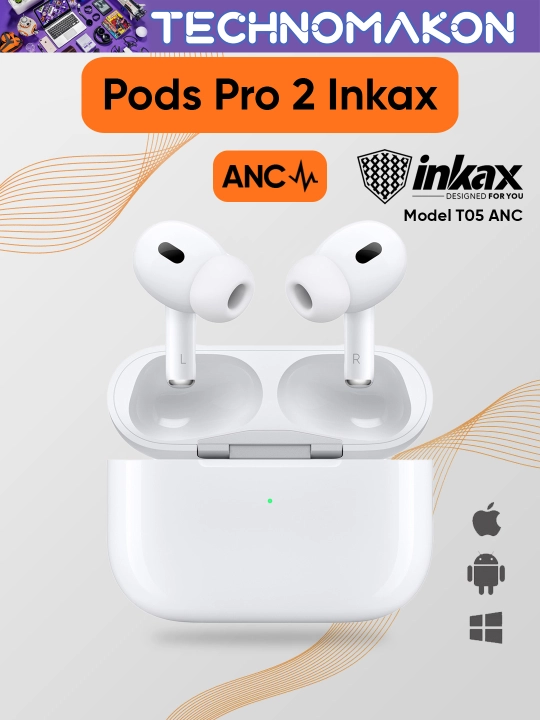 Pods Pro 2 Ingax T05ANC simsiz quloqchinlari, shovqinni pasaytiruvchi, sensorli, mikrofonli, 5.3