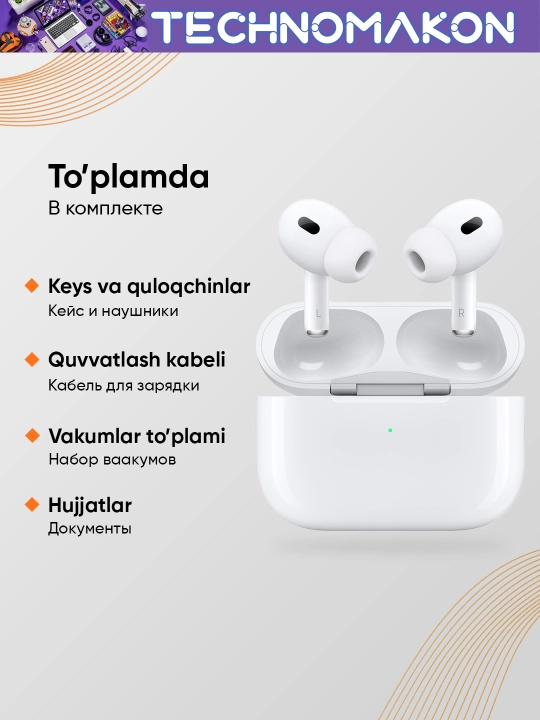 Pods Pro 2 Ingax T05ANC simsiz quloqchinlari, shovqinni pasaytiruvchi, sensorli, mikrofonli, 5.3