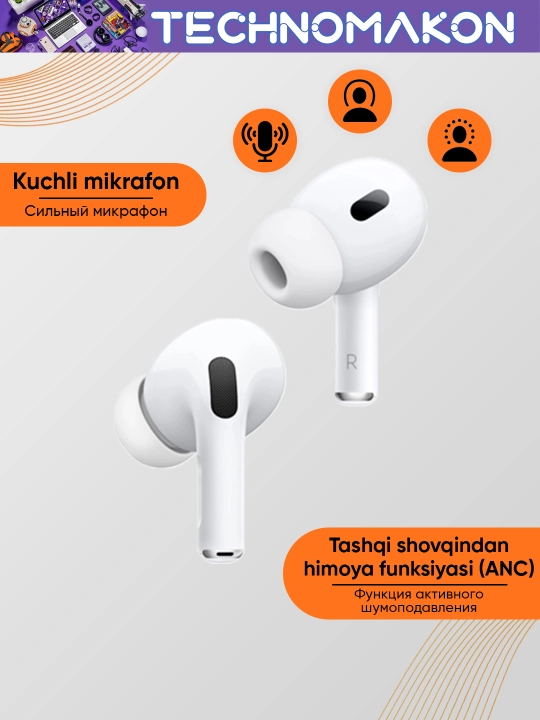 Pods Pro 2 Ingax T05ANC simsiz quloqchinlari, shovqinni pasaytiruvchi, sensorli, mikrofonli, 5.3