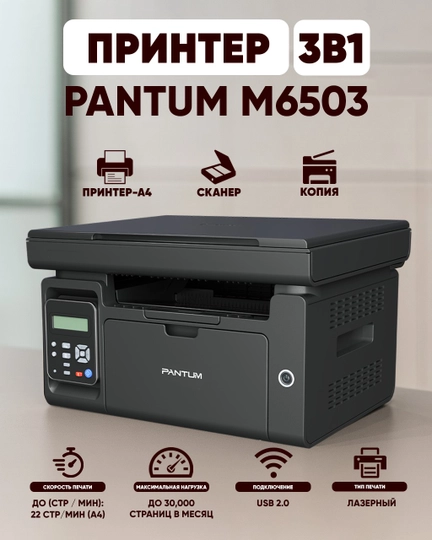 Принтер лазерный МФУ PANTUM M6503 3-1