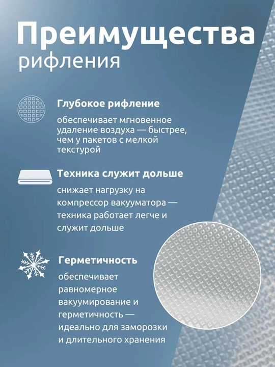 Пакеты для вакууматора рифленые, рулон для вакуумной упаковки, пищевые, прочные