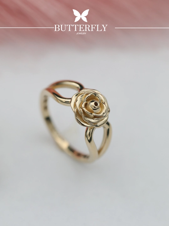 Золотое кольцо и серги комплект, золото 585 пробы, 7.23 г, модель B82K, BUTTERFLY GOLD